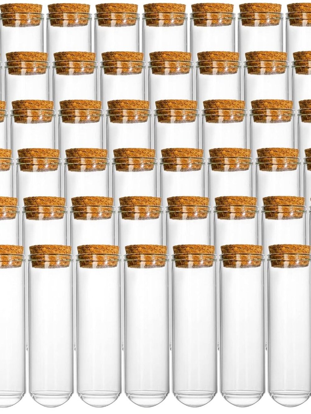 48 Pack 5ml Glass Test Tubes with Cork Stoppers, 3x1mm Clear Round Bottom Glass